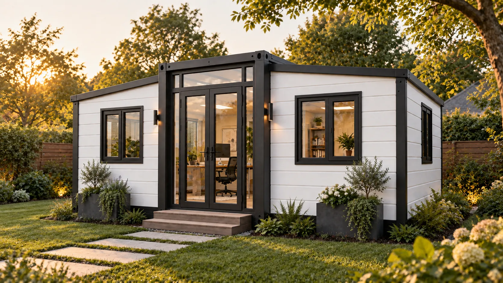 The same unit as a home office in a garden